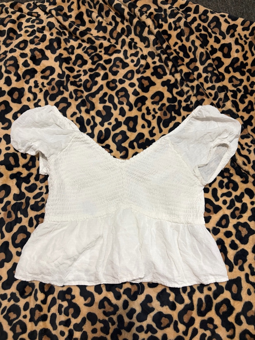 Hollister White Puff Sleeve Smocked Peplum Top - Women